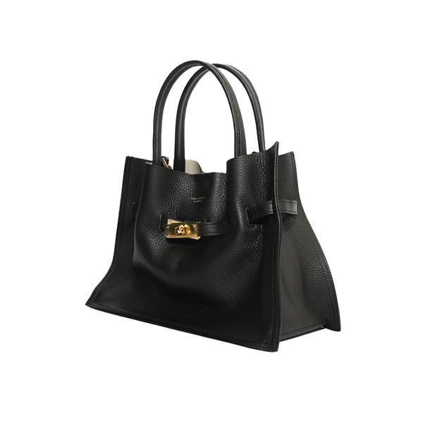 TRERO M Black/Grey 2 ways Leather Tote