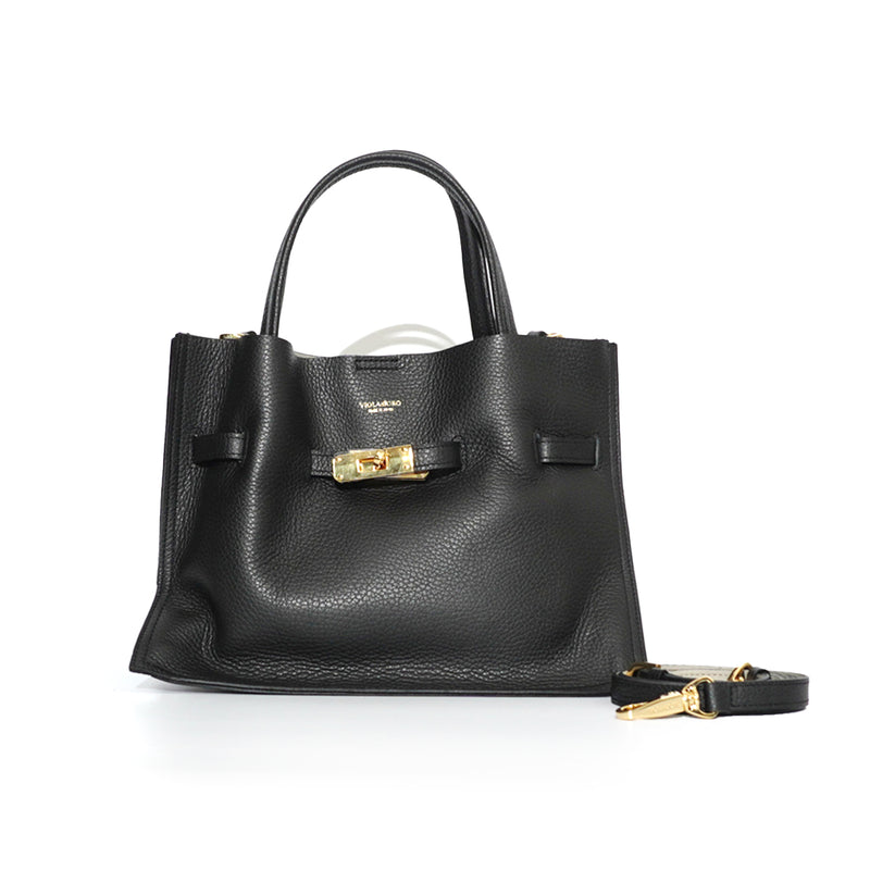 TRERO M Taupe/Black 2 ways Leather Tote