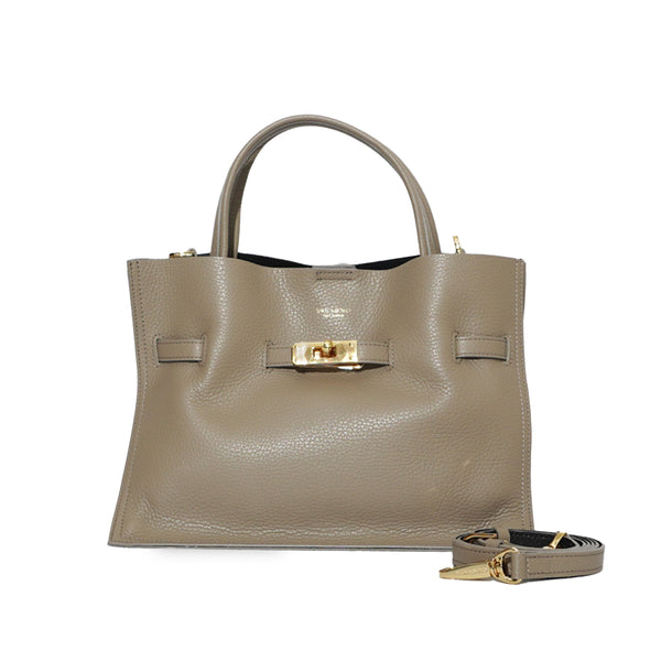 TRERO M Taupe/Black 2 ways Leather Tote