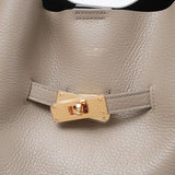 TRERO-L Taupe-Black Leather Tote Bag