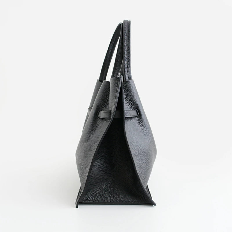 TRERO-L Black-Grey Leather Tote Bag