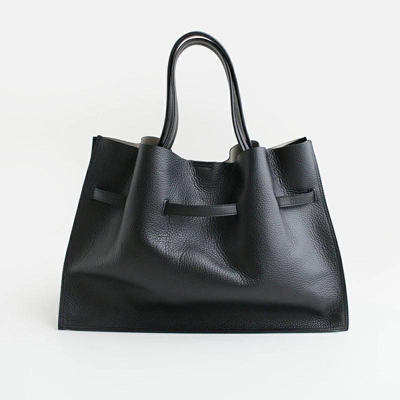 TRERO-L Black-Grey Leather Tote Bag