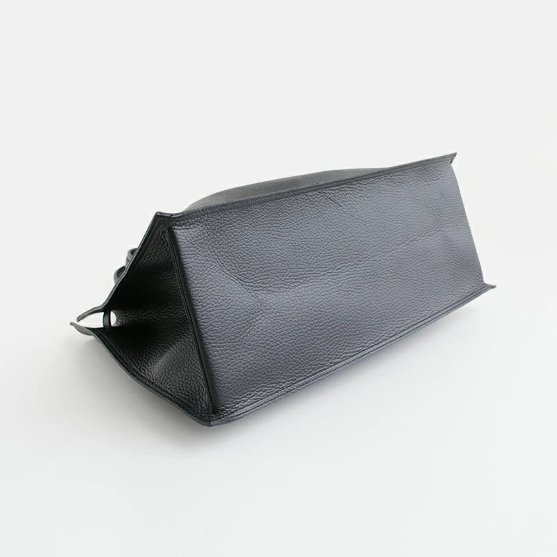 TRERO-L Black-Grey Leather Tote Bag