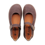 PASS BUTTON Coffee Brown STRAP FLATS