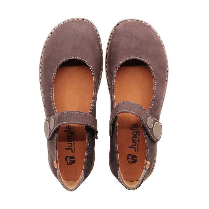 PASS BUTTON Coffee Brown STRAP FLATS