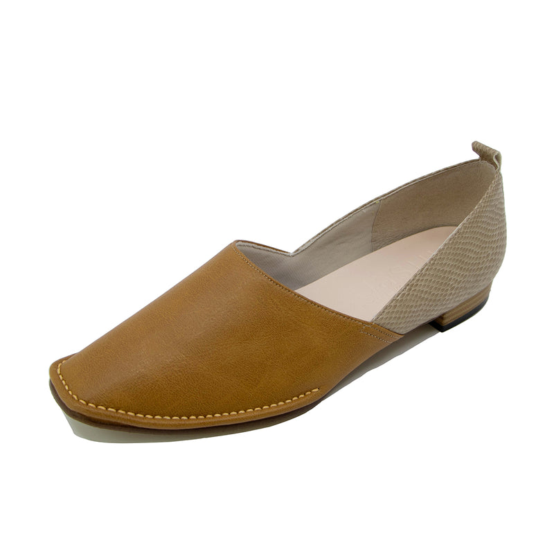 YO Camel Mustard Square Toe Flats