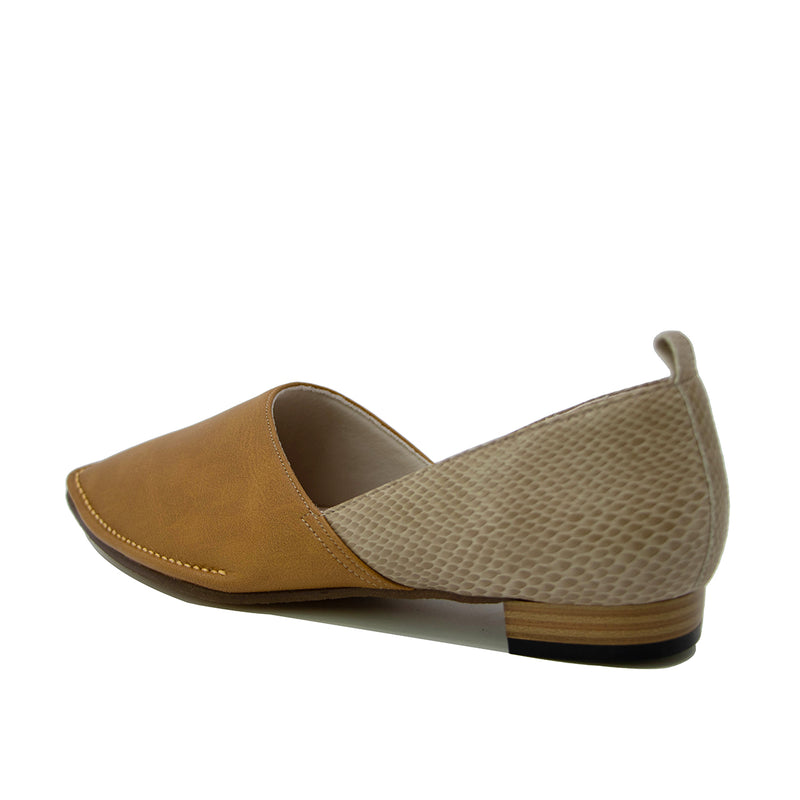 YO Camel Mustard Square Toe Flats