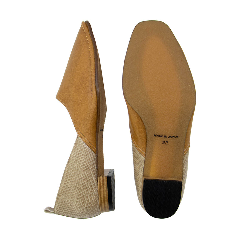 YO Camel Mustard Square Toe Flats