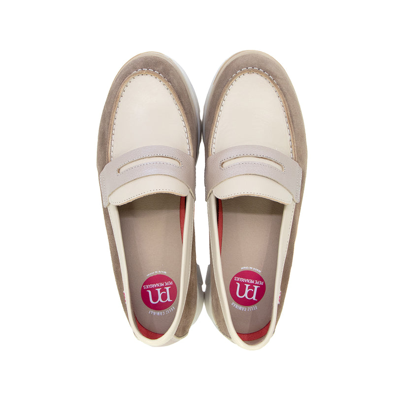 Ana Beige Track Sole Loafers
