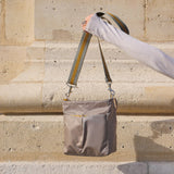 Arya Striped  Wolfback Grey Shoulder & Crossbody