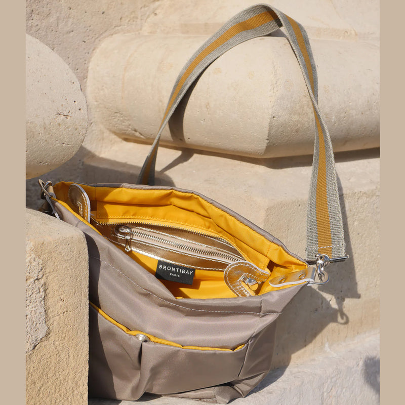 Arya Striped  Wolfback Grey Shoulder & Crossbody