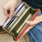 EN Thin Round Wallet Dot Camel Brown