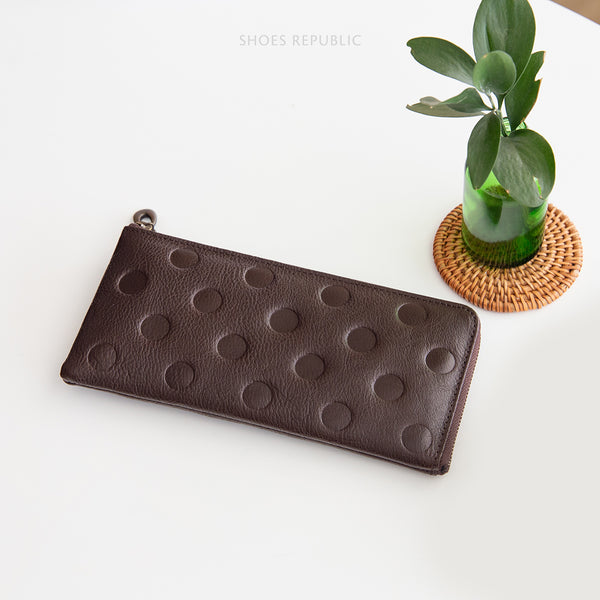 EN Thin Wallet Dot Dark Brown
