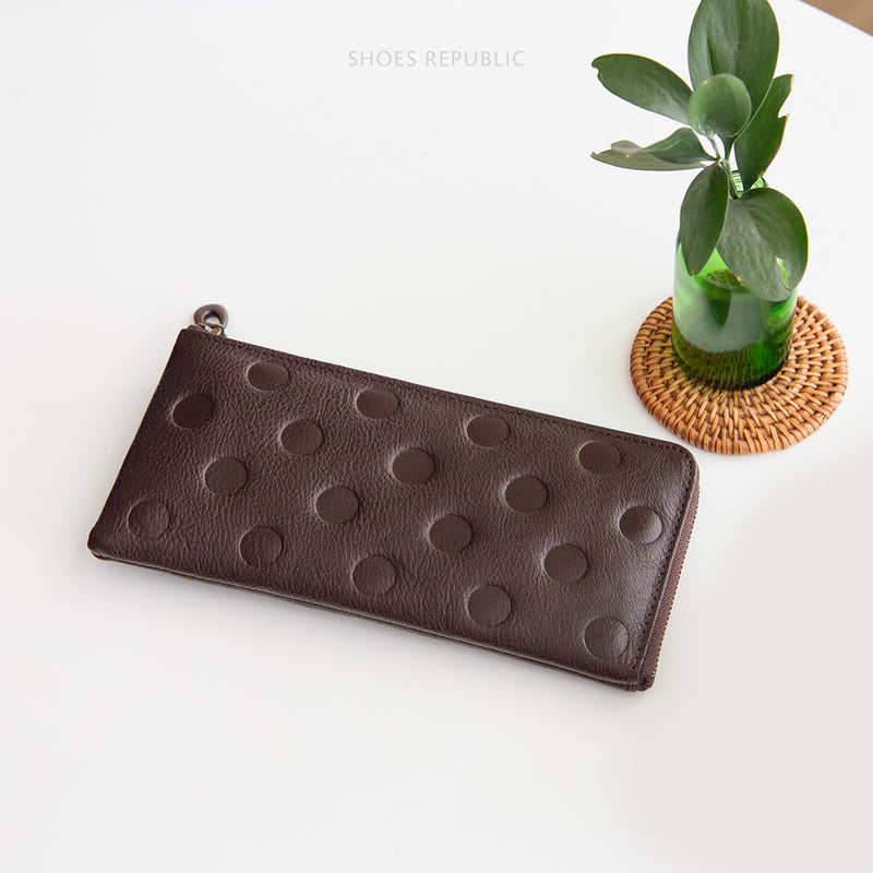 EN Thin Wallet Dot Dark Brown