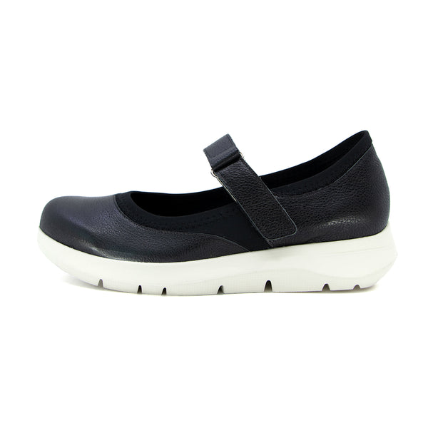Himari Black Soft Walking Sneaker Strap Flats