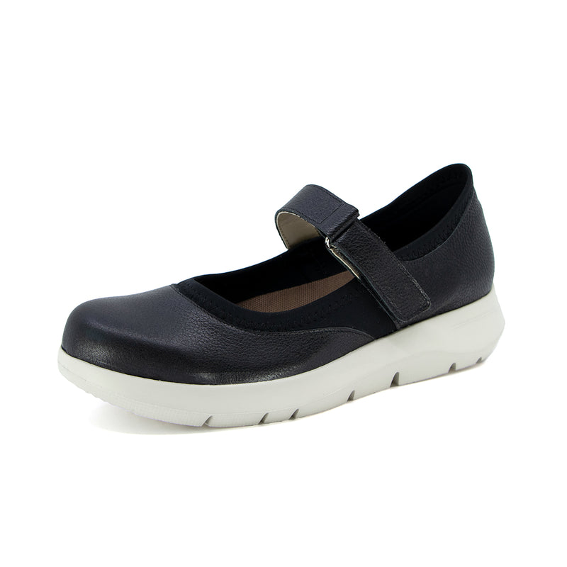 Himari Black Soft Walking Sneaker Strap Flats