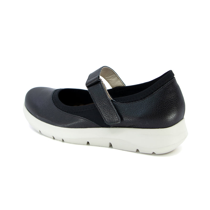 Himari Black Soft Walking Sneaker Strap Flats