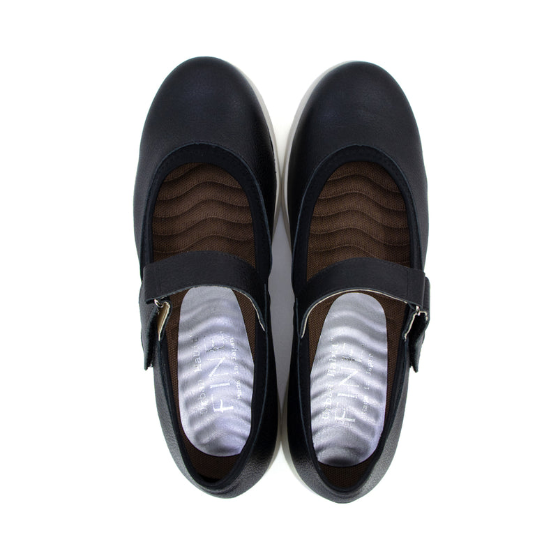 Himari Black Soft Walking Sneaker Strap Flats