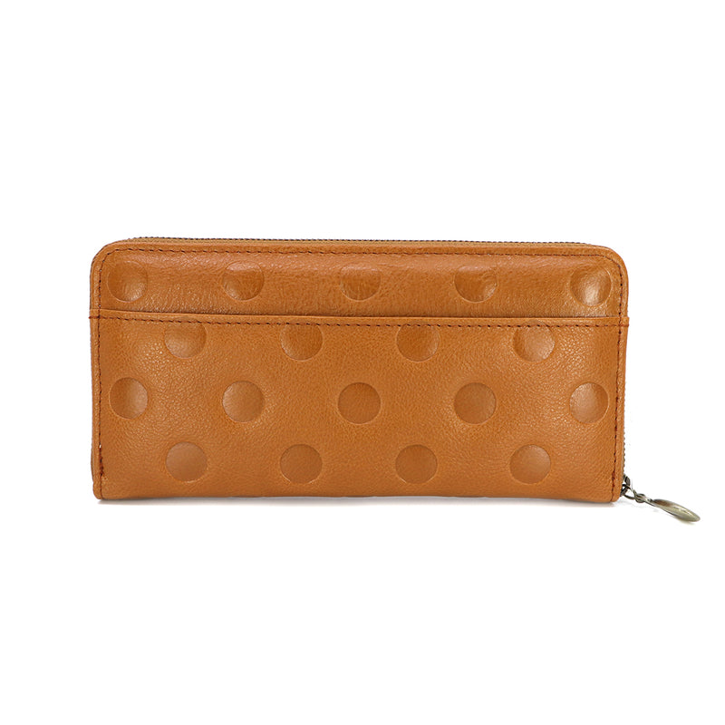 EN Thin Round Wallet Dot Camel Brown