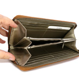 EN Thin Round Wallet Dot Camel Brown