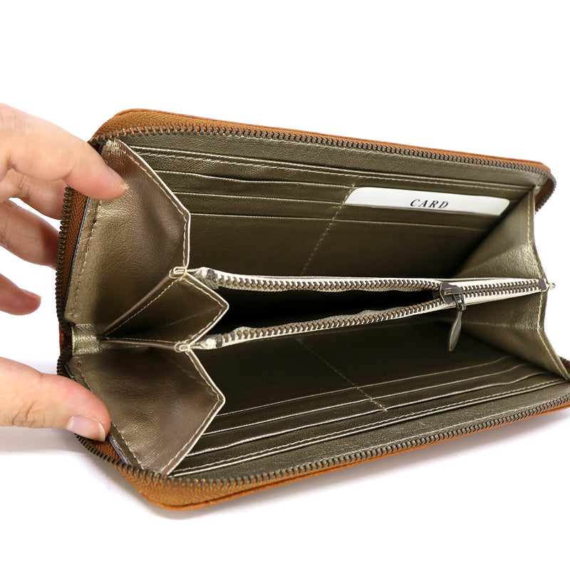 EN Thin Round Wallet Dot Camel Brown