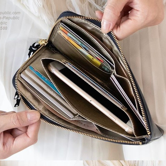 EN Thin Wallet Dot Dark Brown