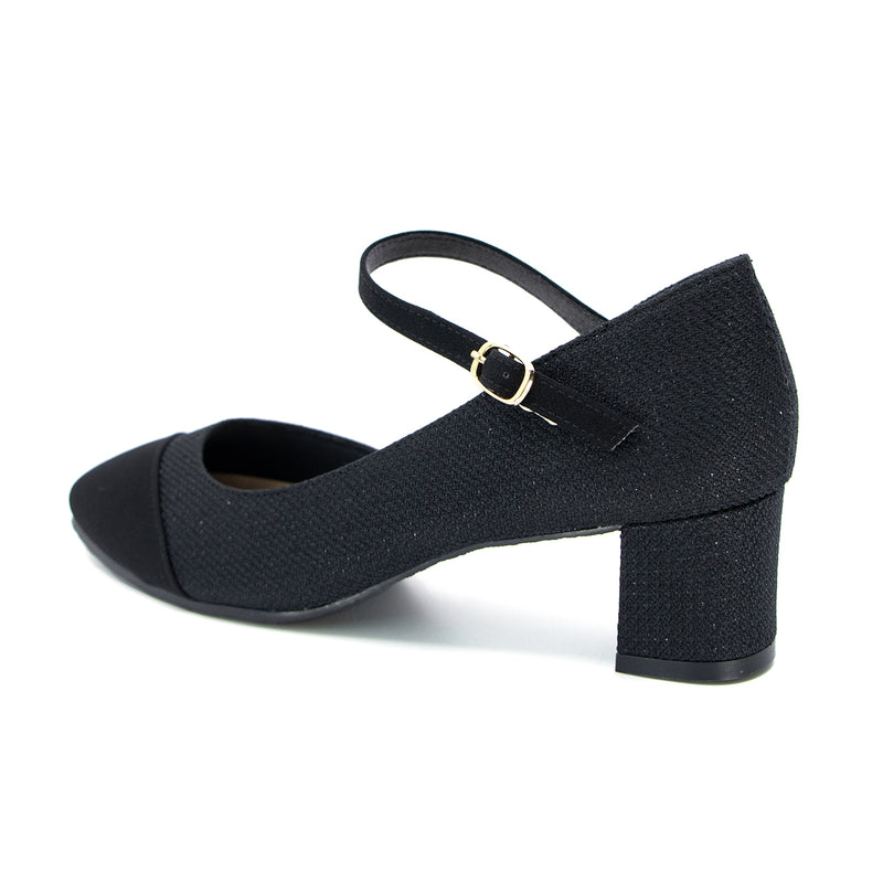 Sadie Black Strap Heels
